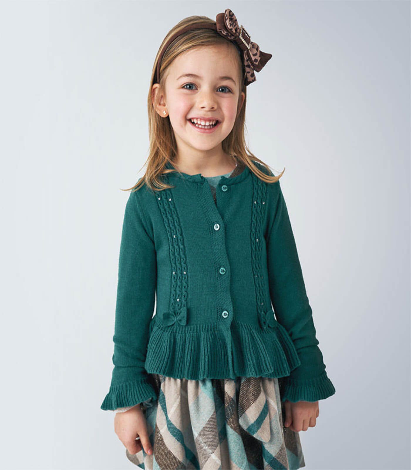 Rebeca tricot detalles calados niña 4350 verde - Koko's
