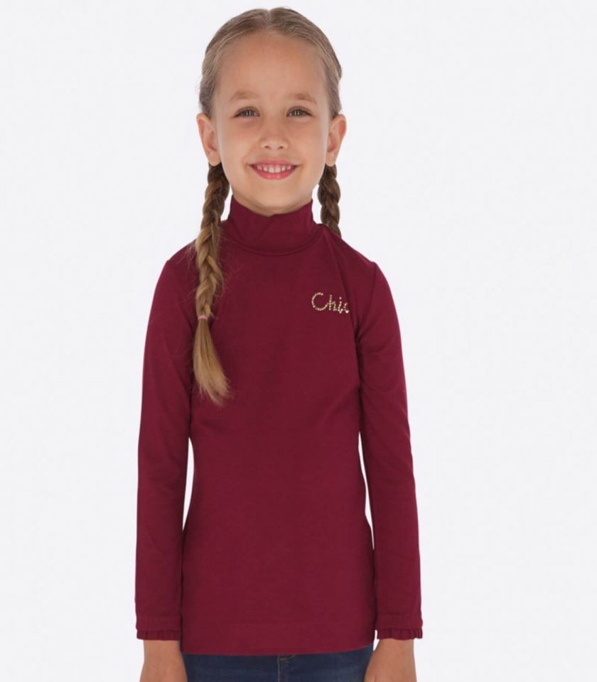 Camiseta cuello alto roja niña best sale