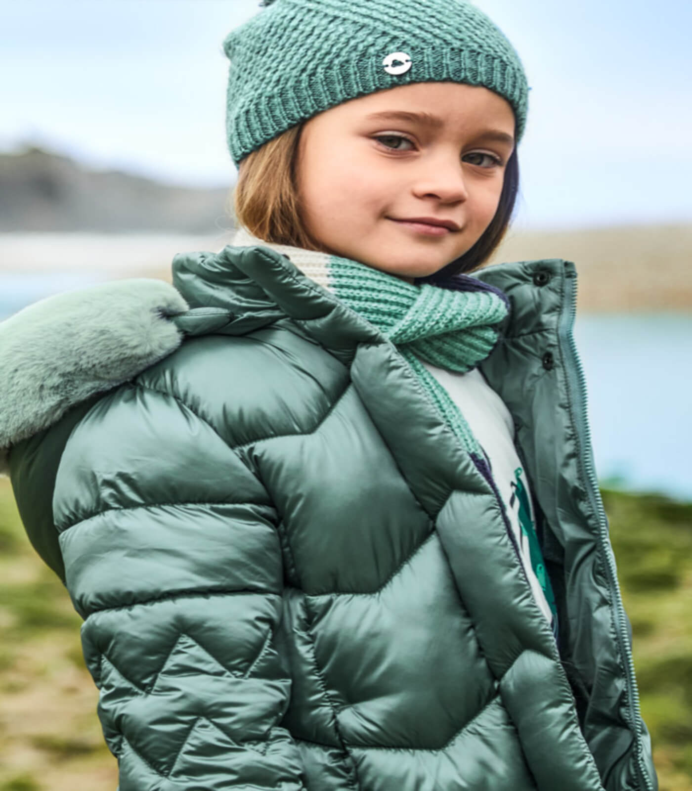 Chaquetón acolchado largo para niña ecofriends 4488 lago - Peques