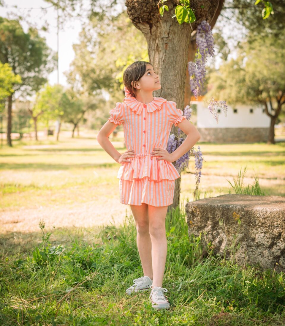 Camisa manga corta colección naranja flúor